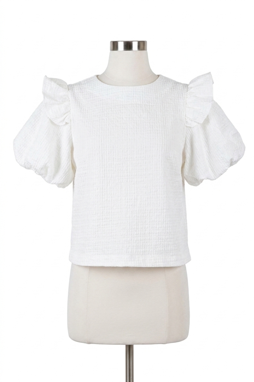 NEW GLAM holly textured top in white